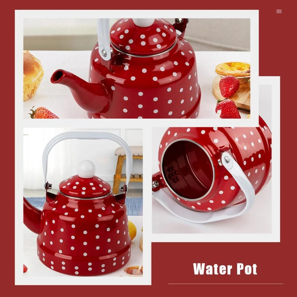 Enamel Tea Kettle Polka Dot Stove Top Teapot with Filter for Home Kitchen | eBay