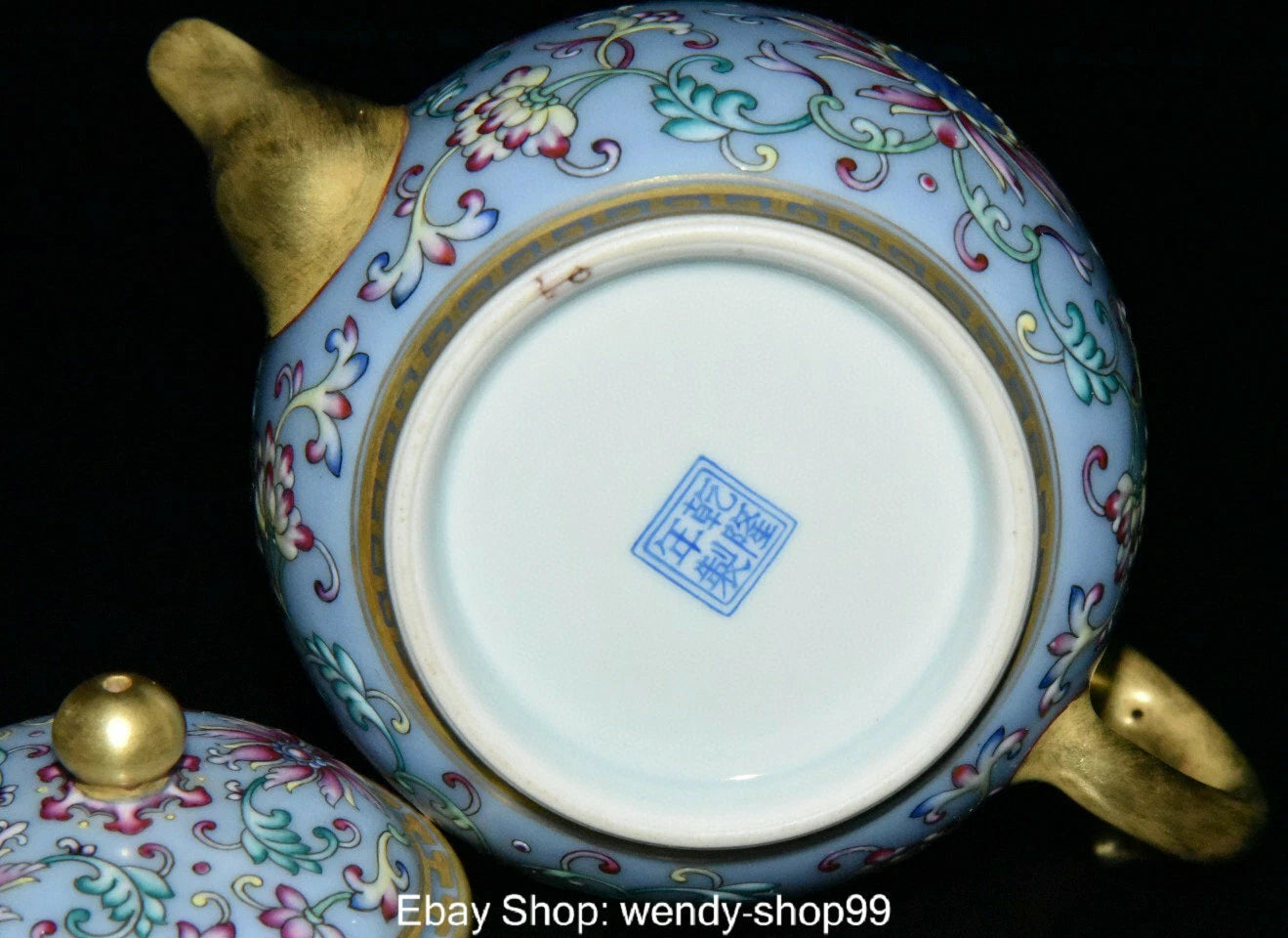 Old China Qing Qianlong Year Colour Enamel Porcelain Gilt Handle Flower Teapot | eBay