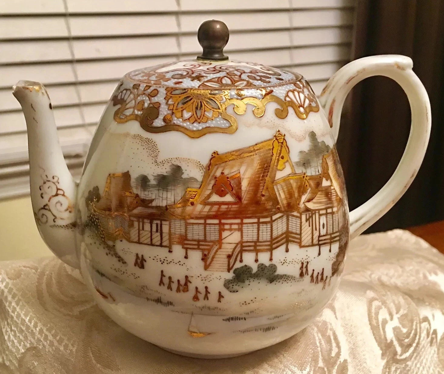 Beautiful Chinese Emperor Palace Landscape Dynasty Scene Porcelain Enamel Teapot | eBay