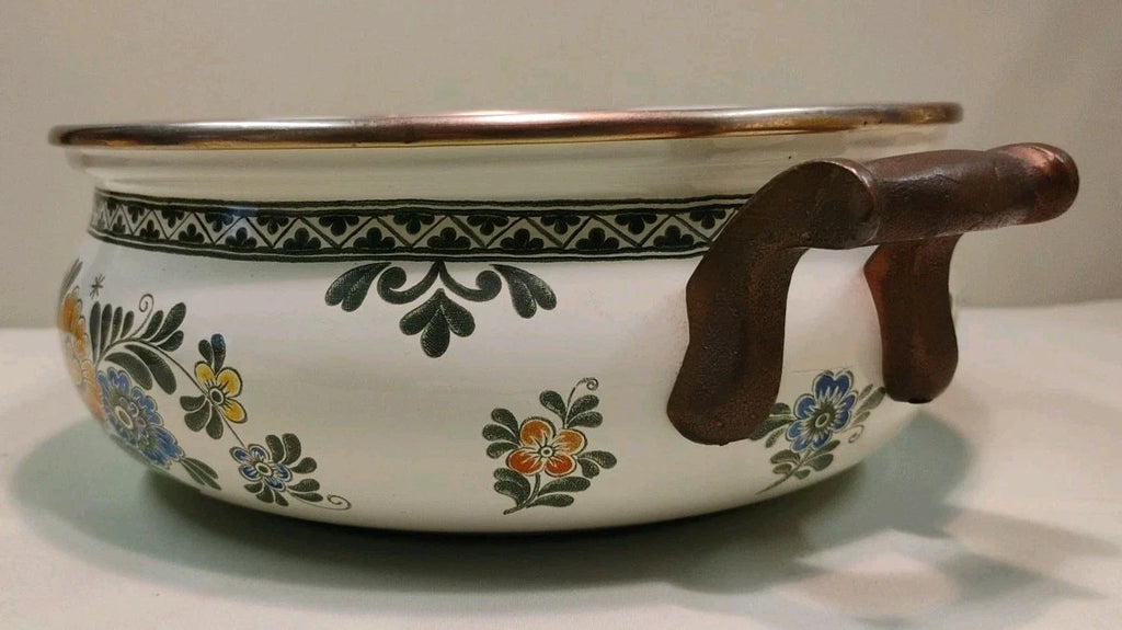 ASTA White Floral Enamelware Old Amsterdam 8.5” Dutch Oven & Teapot PRISTINE!!! | eBay