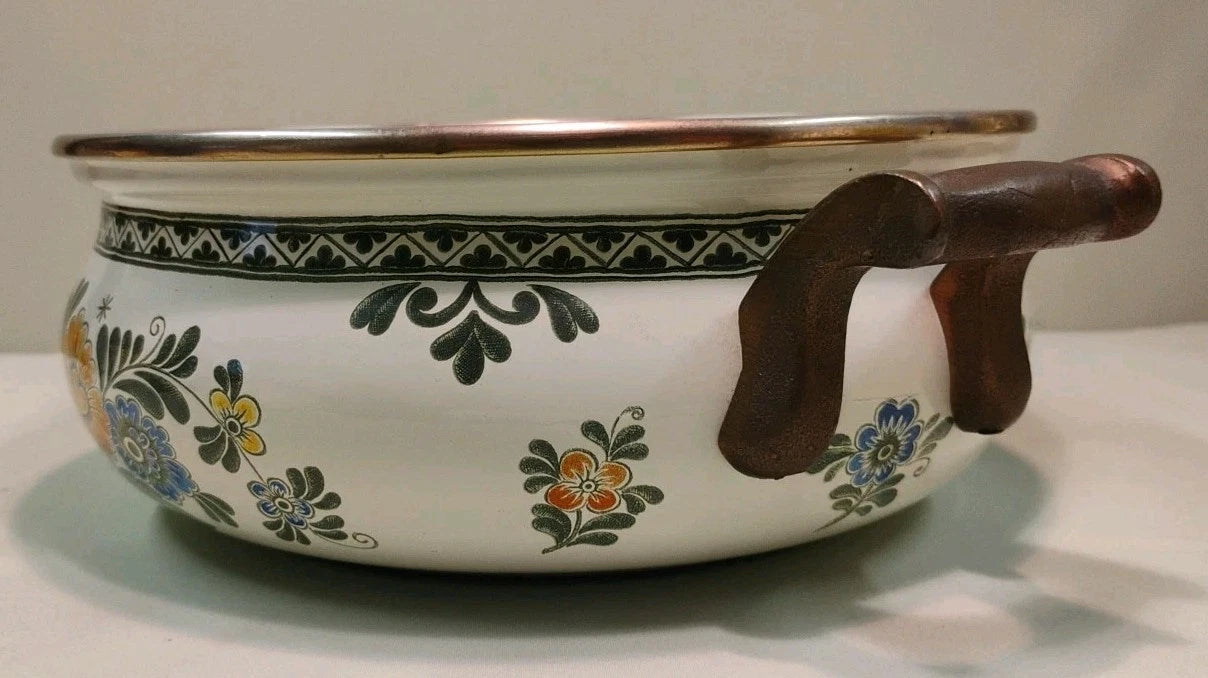 ASTA White Floral Enamelware Old Amsterdam 8.5” Dutch Oven & Teapot PRISTINE!!! | eBay