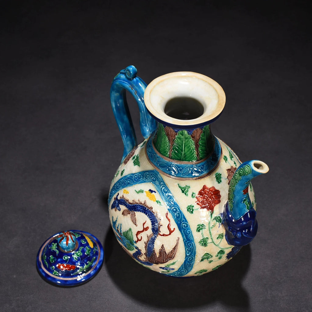 10.2" Old Porcelain Ming dynasty yongle mark colour enamels dragon flower Teapot | eBay