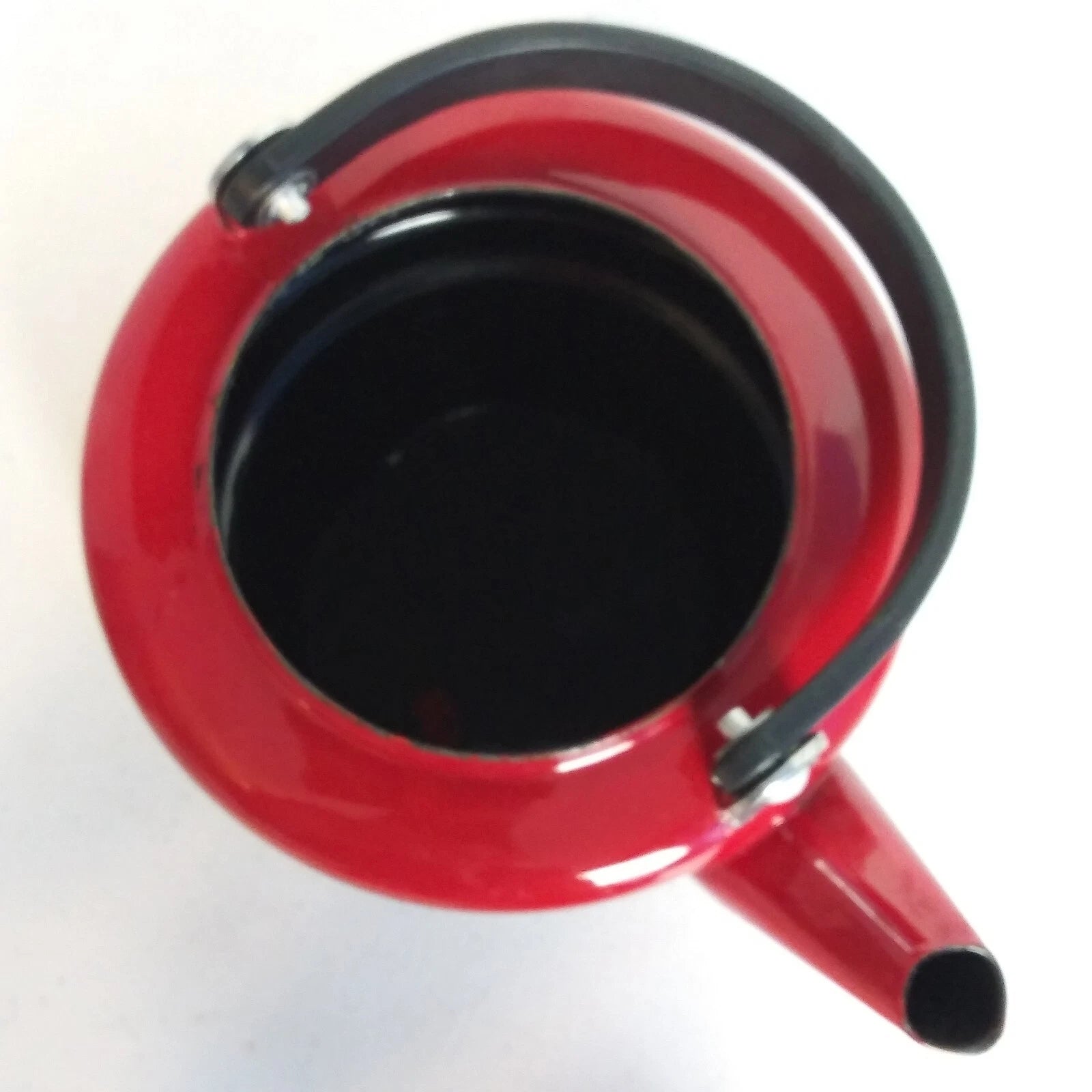 Ginny's Red Metal Enamel Teapot w Black Handle & Knob 6 Cups SMALL SPOUT CHIPS | eBay