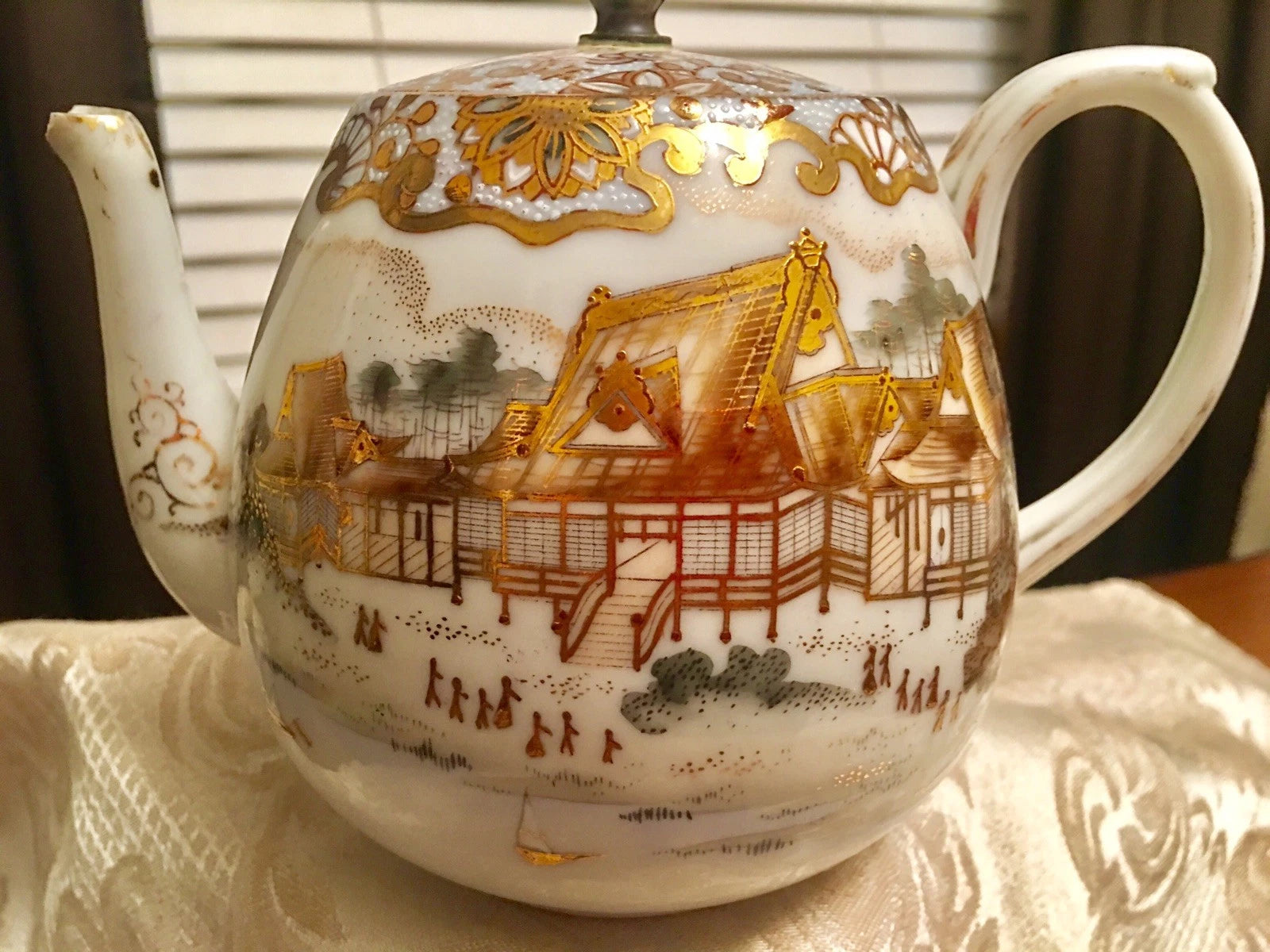 Beautiful Chinese Emperor Palace Landscape Dynasty Scene Porcelain Enamel Teapot | eBay