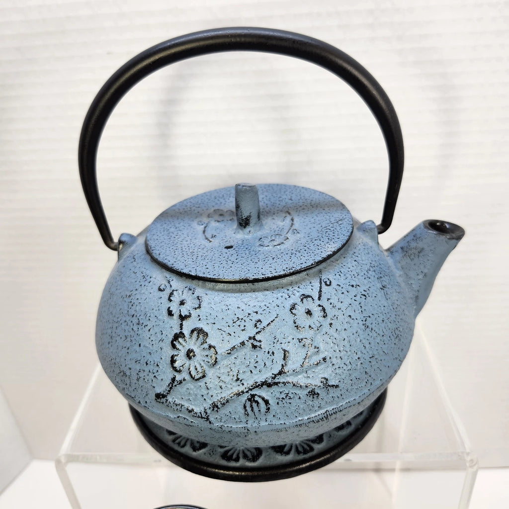28 oz Cast Iron Teapot Tea Kettle Enamel Interior w/ Infuser Trivet & 4 Cups NEW | eBay