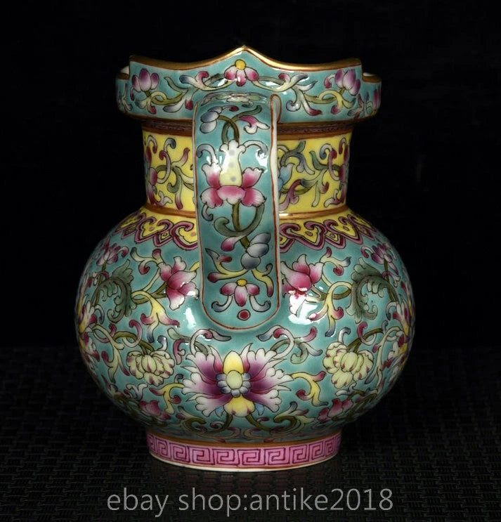 4.8" Old Chinese Yongzheng Marked Colour Enamel Porcelain Flower Mock Teapot Pot | eBay