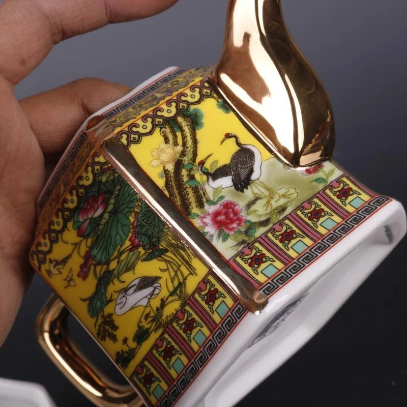 Chinese Qing Qianlong Yellow Enamel Porcelain Flowers Birds Pattern Teapot 4.30" | eBay
