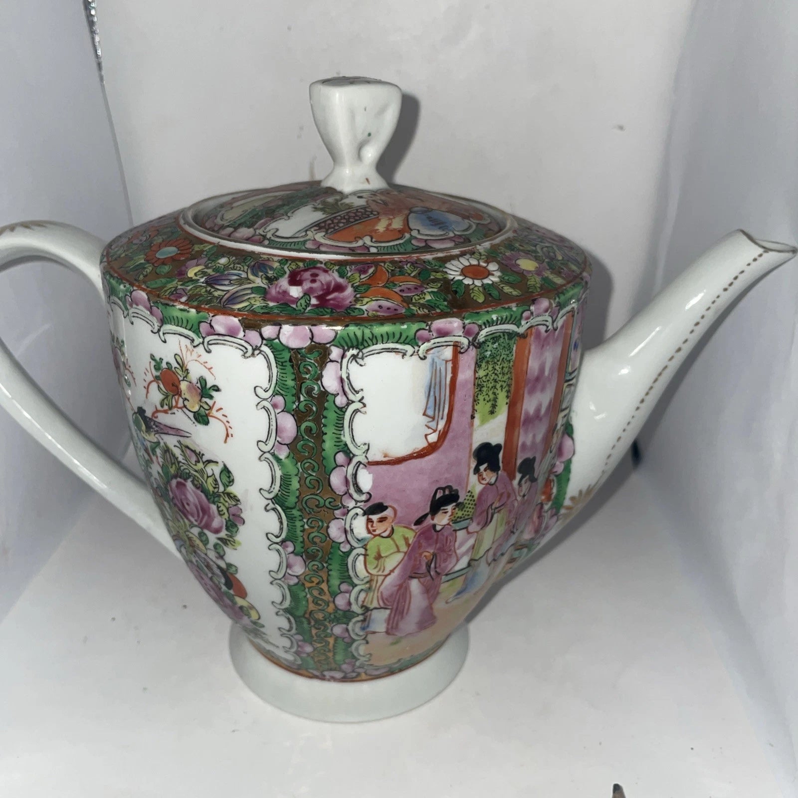 Chinese Rose Medallion Teapot Famille Rose Handpainted Enameled Stamped On Base | eBay