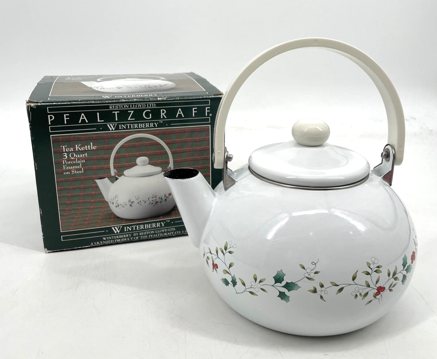Pfaltzgraff Winterberry White 3-Quart Enamel on Steel Tea Kettle Box porcelain | eBay