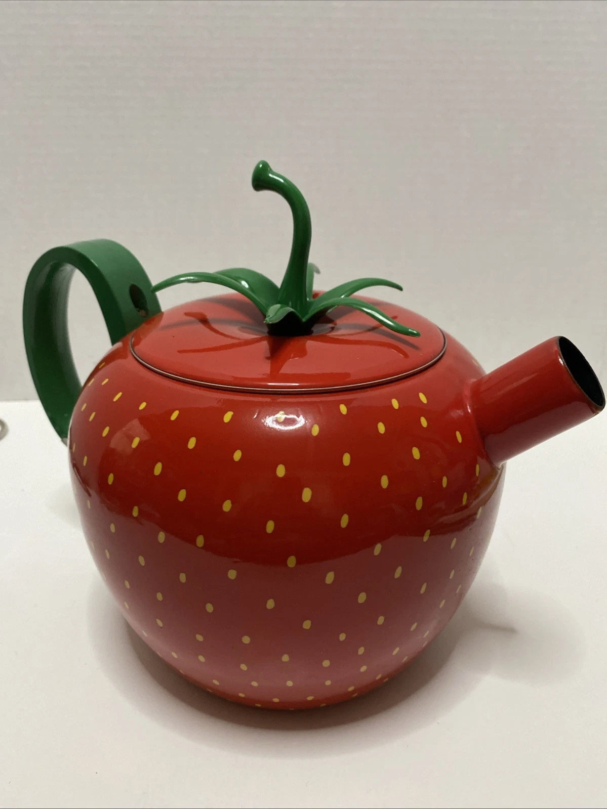 Vintage Copco Strawberry Shaped Enamel Metal Teapot Kettle Red No Spout Cap | eBay