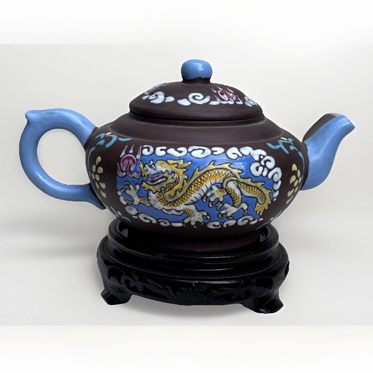 Old Chinese 19th C Enamelled Dragon Yixing Teapot with Seal Mark | eBay