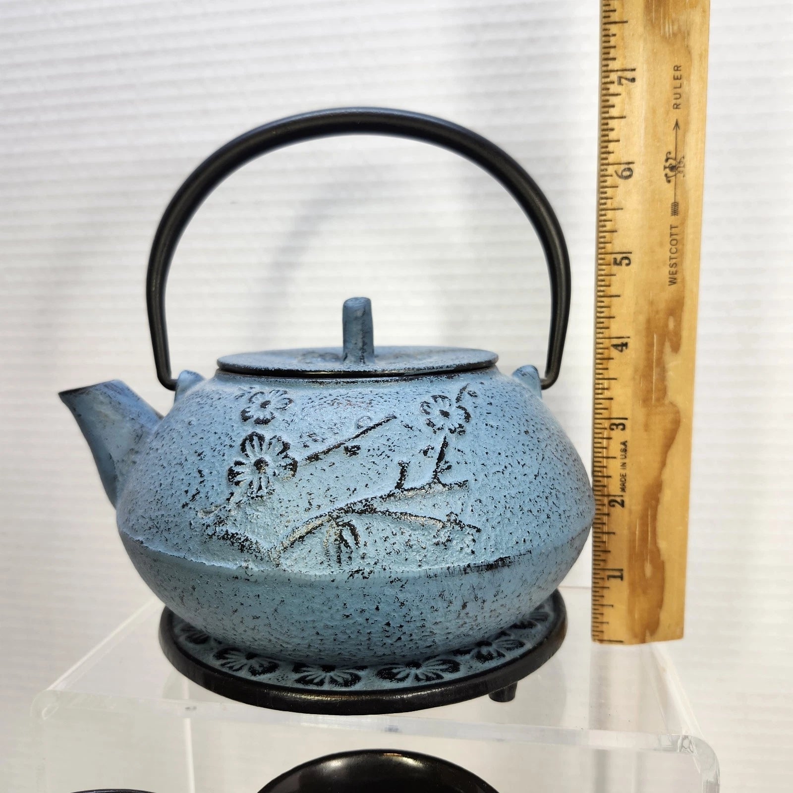 28 oz Cast Iron Teapot Tea Kettle Enamel Interior w/ Infuser Trivet & 4 Cups NEW | eBay