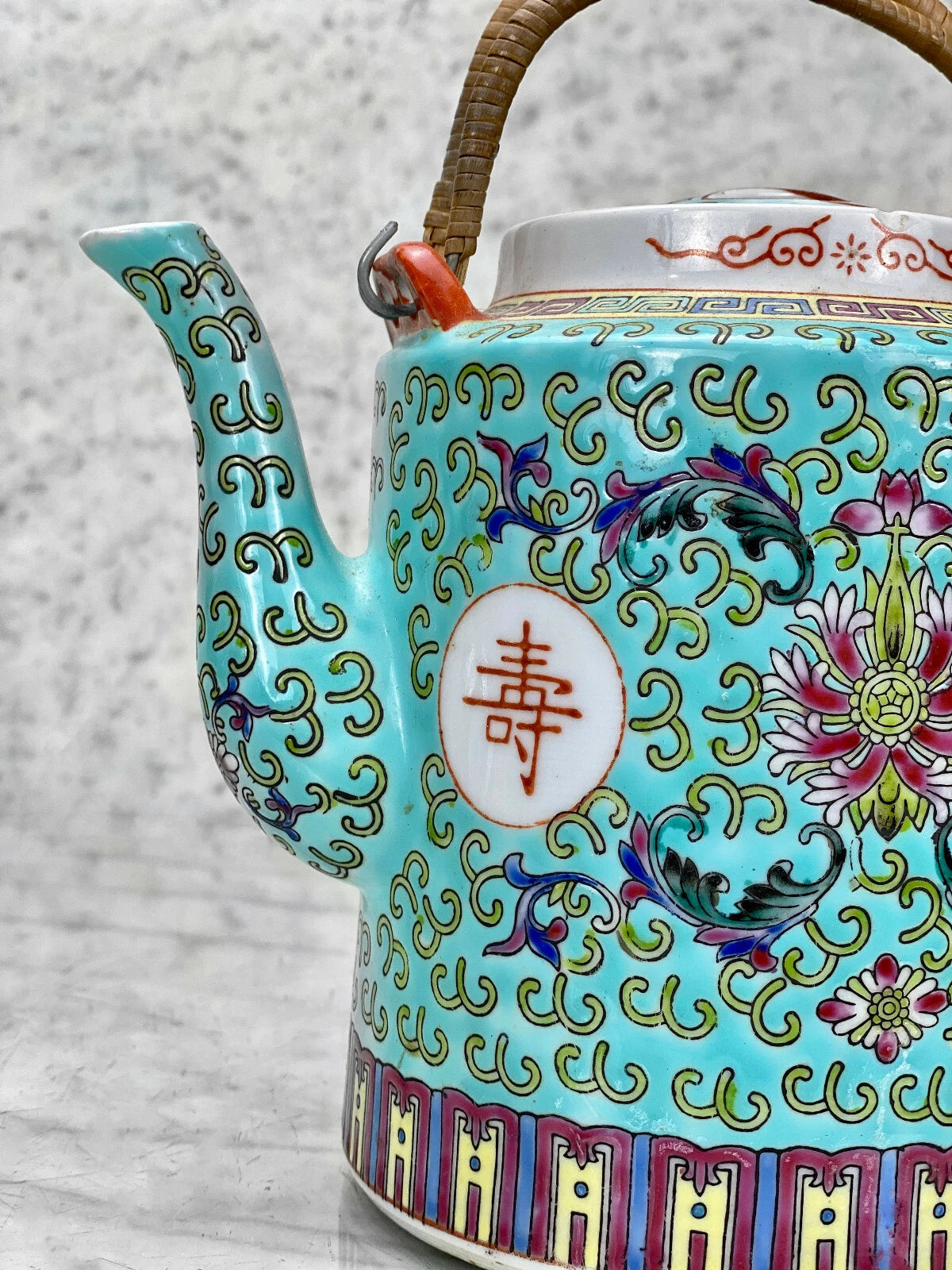 Vintage Chinese Porcelain Famille Verde Enamel Floral Motif Teapot | eBay