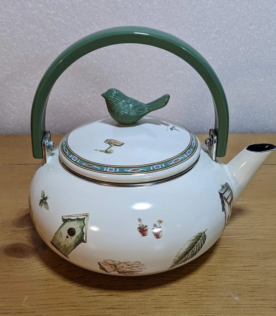 New Pfaltzgraff Naturewood Metal Porcelain Enamel Tea Pot Kettle By Reston Lloyd | eBay