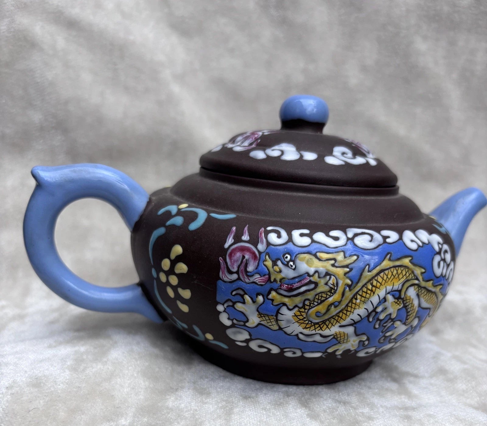 Old Chinese 19th C Enamelled Dragon Yixing Teapot with Seal Mark | eBay