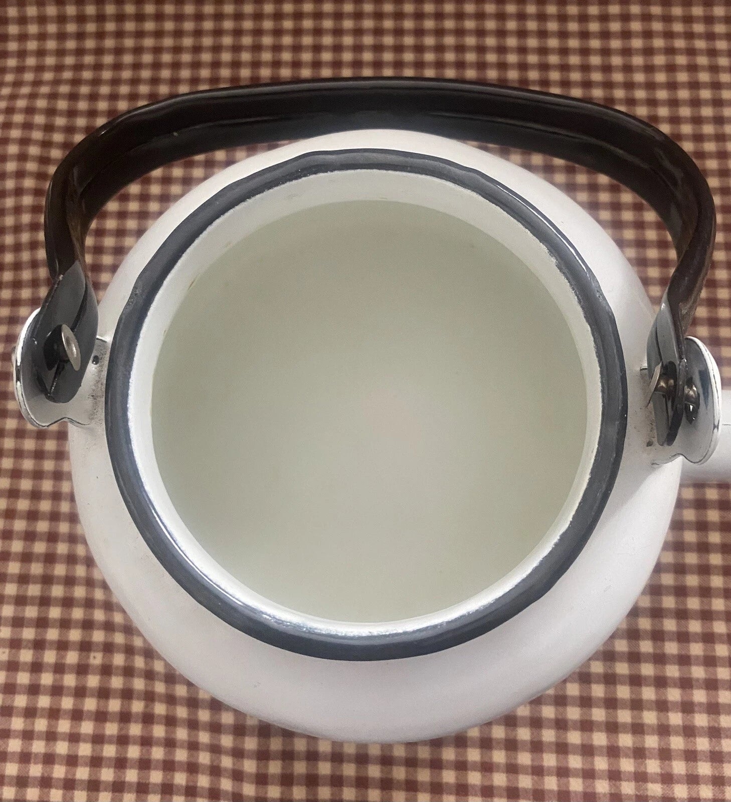 EMAILUL White w/black Enamel Gooseneck Farmhouse Teapot Kettle Made In Romania | eBay