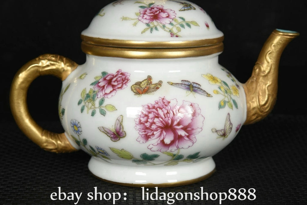 6" Yongzheng Marked Enamel Porcelain Gilt Flower Butterfly Pattern Wine Teapot | eBay