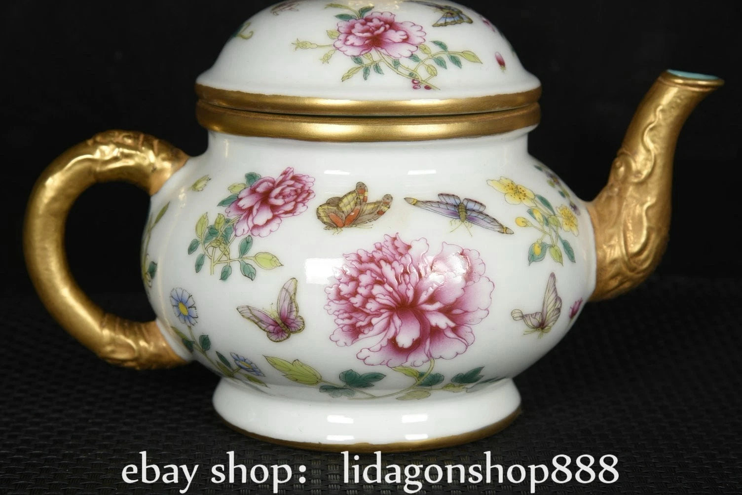 6" Yongzheng Marked Enamel Porcelain Gilt Flower Butterfly Pattern Wine Teapot | eBay
