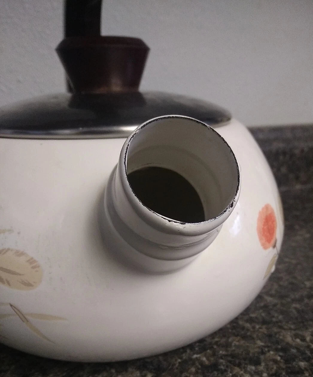 Vintage 70's MCM Floral Porcelain Enamel Steel Kettle Tea Pot-LOOK | eBay