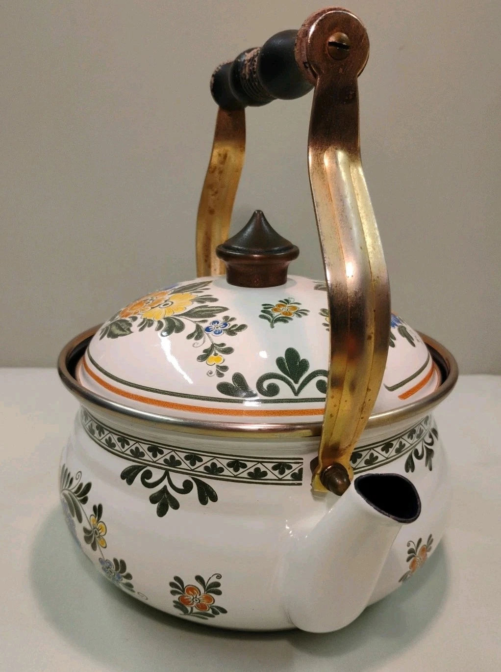 ASTA White Floral Enamelware Old Amsterdam 8.5” Dutch Oven & Teapot PRISTINE!!! | eBay