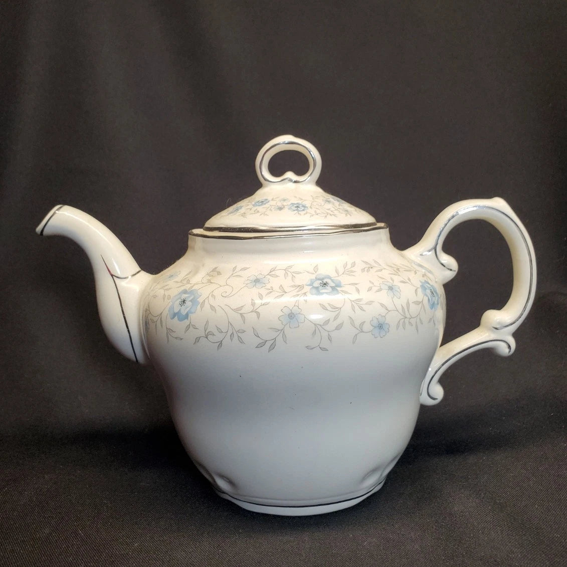 Nueva San Ysidro Porcelain Tea Pot w/ Floral plant elements & Silver Enamel | eBay
