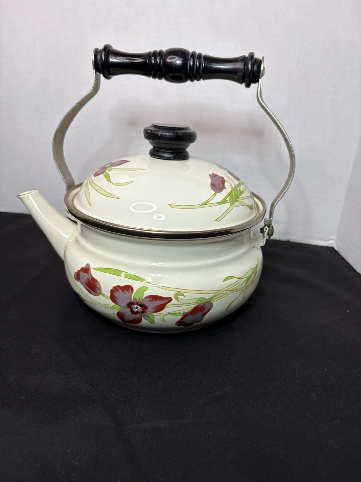 Gailstyn-Sutton Tea Pot Kettle Jardine Collection MCM Floral Enamel 1981 Japan | eBay