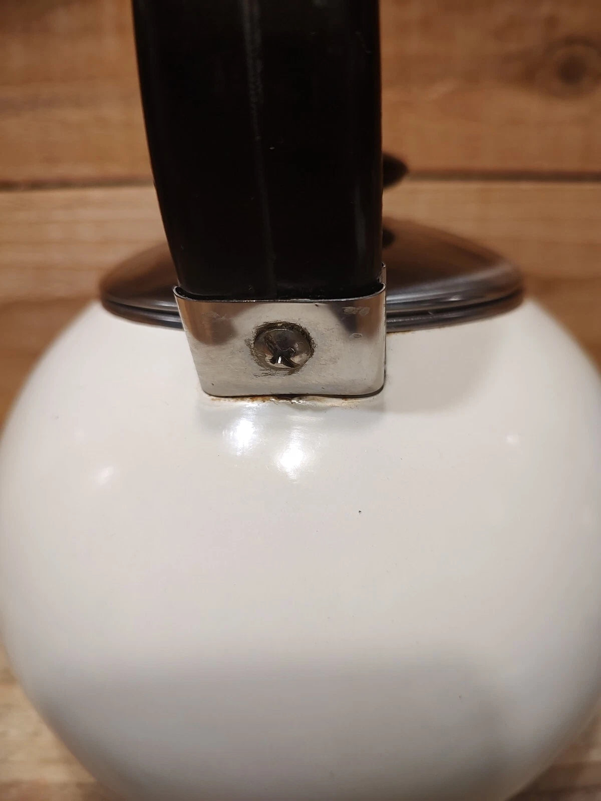 Enamel Teapot Kettle, Beige Black Handle Silver Lid | eBay