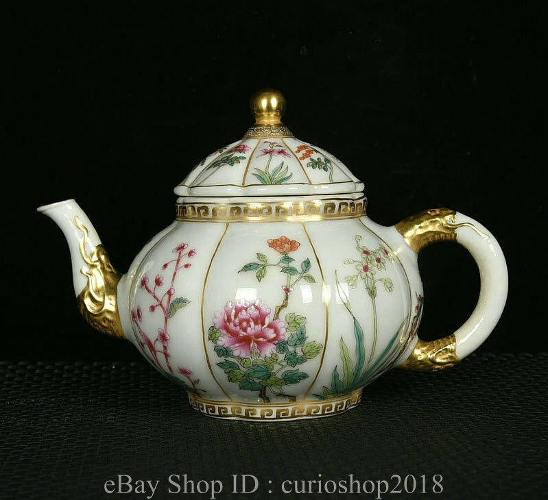 7.2 " YongzhengMarked China Colour Enamel porcelain Gilt Dynasty Flower Teapot | eBay