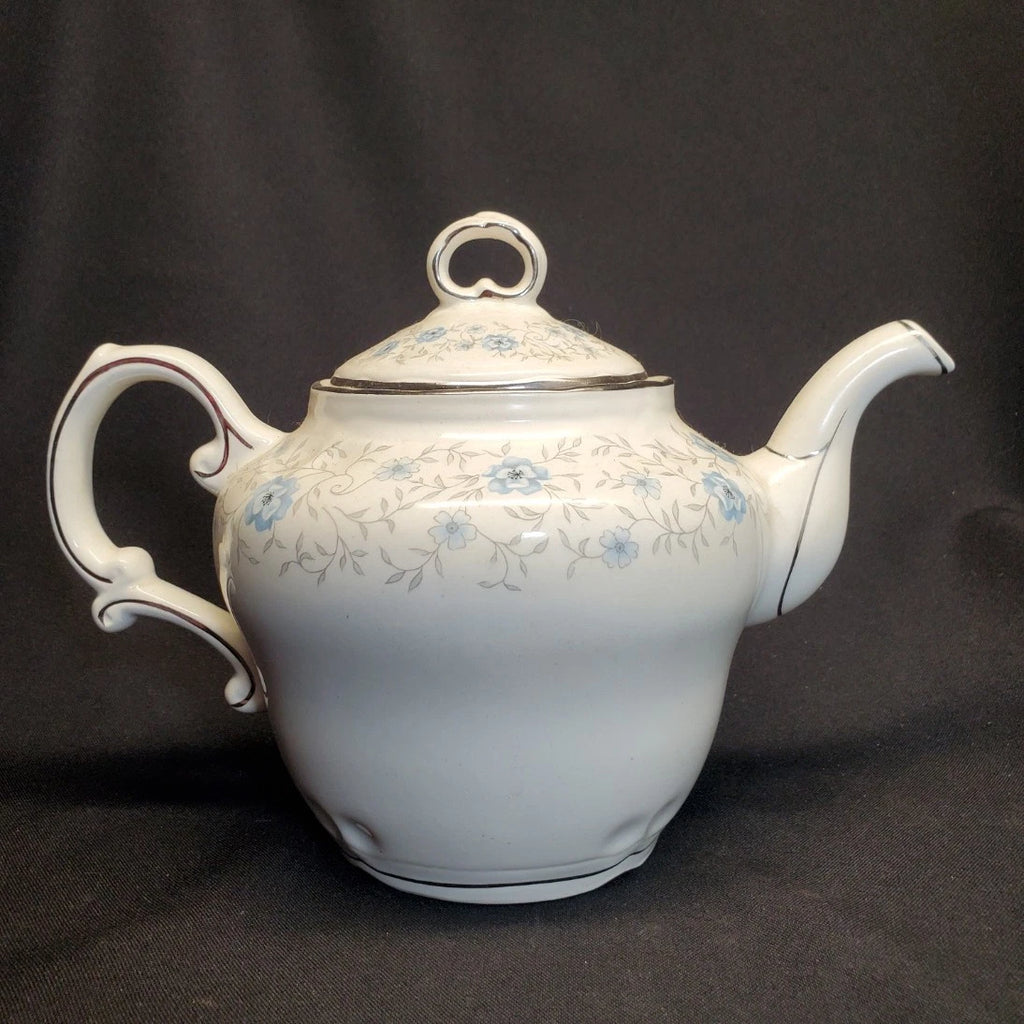 Nueva San Ysidro Porcelain Tea Pot w/ Floral plant elements & Silver Enamel | eBay