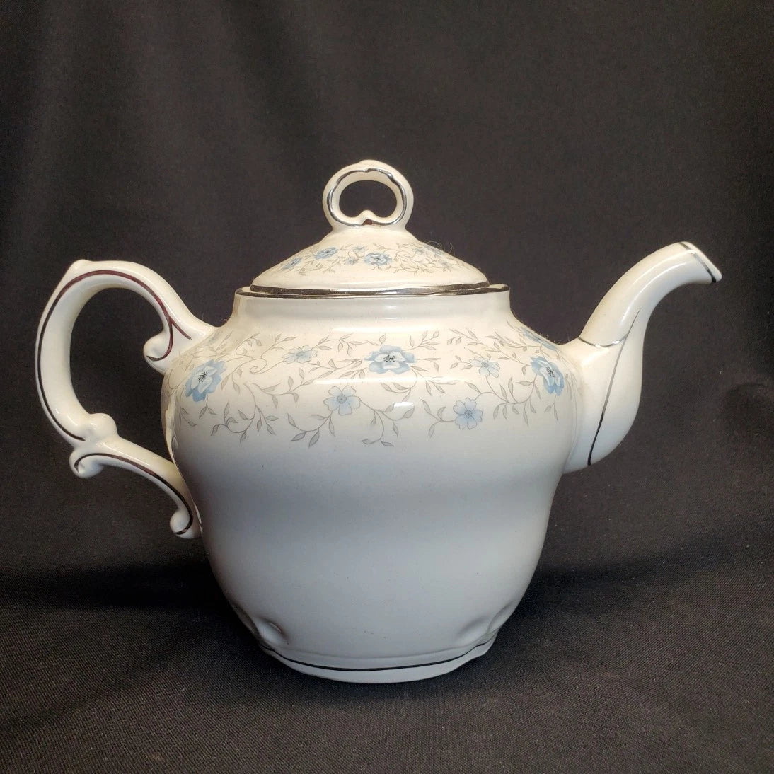 Nueva San Ysidro Porcelain Tea Pot w/ Floral plant elements & Silver Enamel | eBay