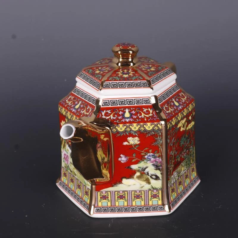 Chinese Qing Qianlong Red Enamel Porcelain Flowers Birds Pattern Teapot 4.3 inch | eBay