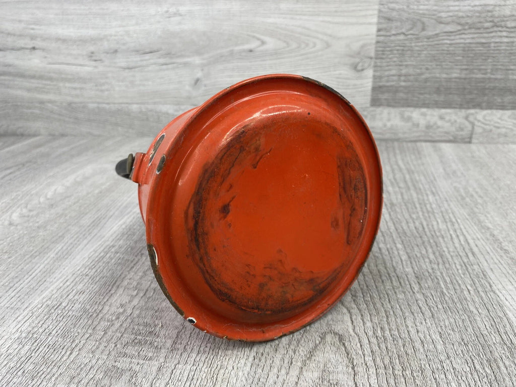 Vintage Dark Orange Enamel Tea pot Mid Century Black Enamel Handle | eBay