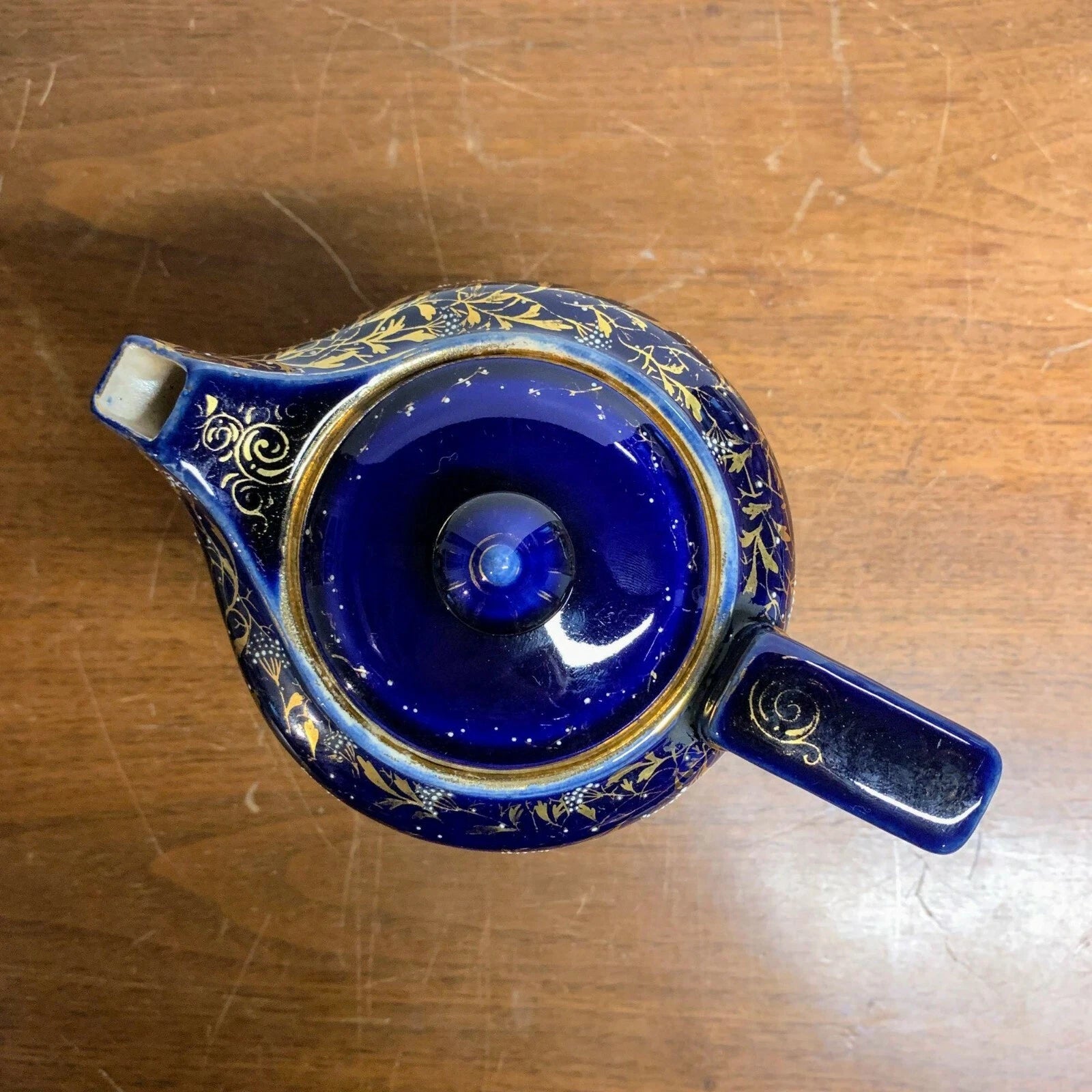 Antique Cobalt Blue and Gold Coffee Teapot with Enamel Painted Flowers | eBay