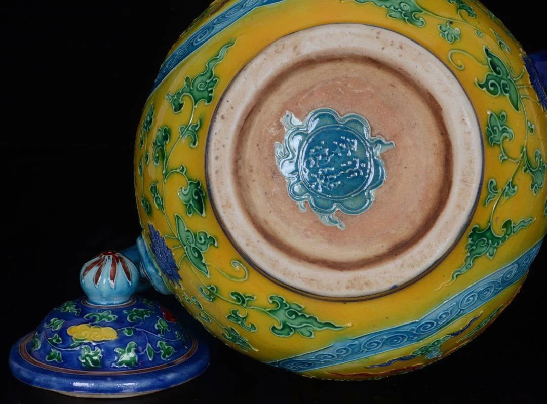 OLD CHINESE COLOUR ENAMEL PORCELAIN TEAPOT YONGLE MARKED ST1169 | eBay