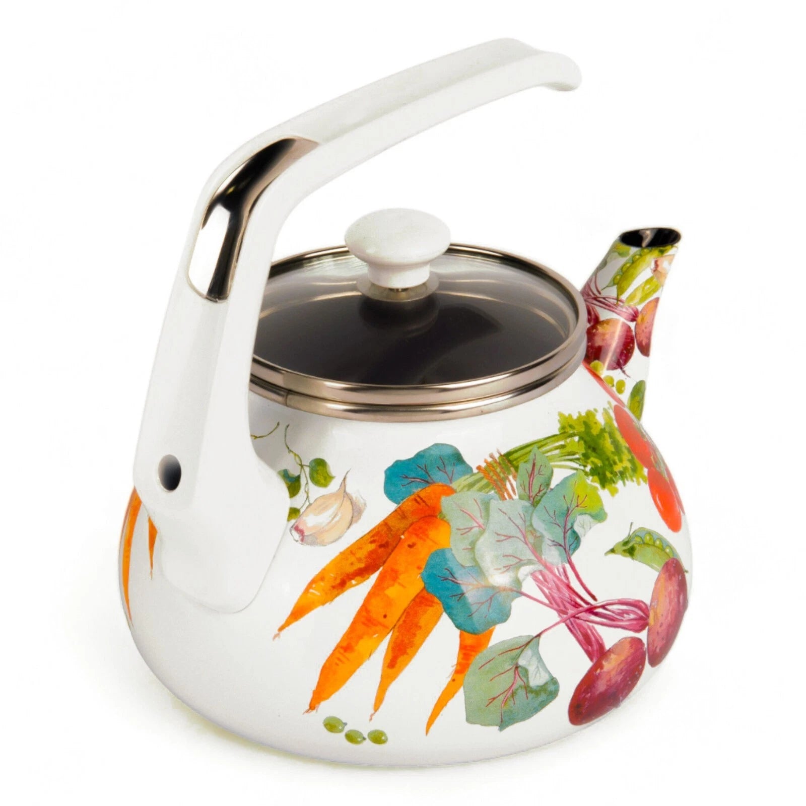 2.3-qt Vegetable Garden ENAMELED KETTLE Enamel Tea Pot Enamelware Kettle | eBay