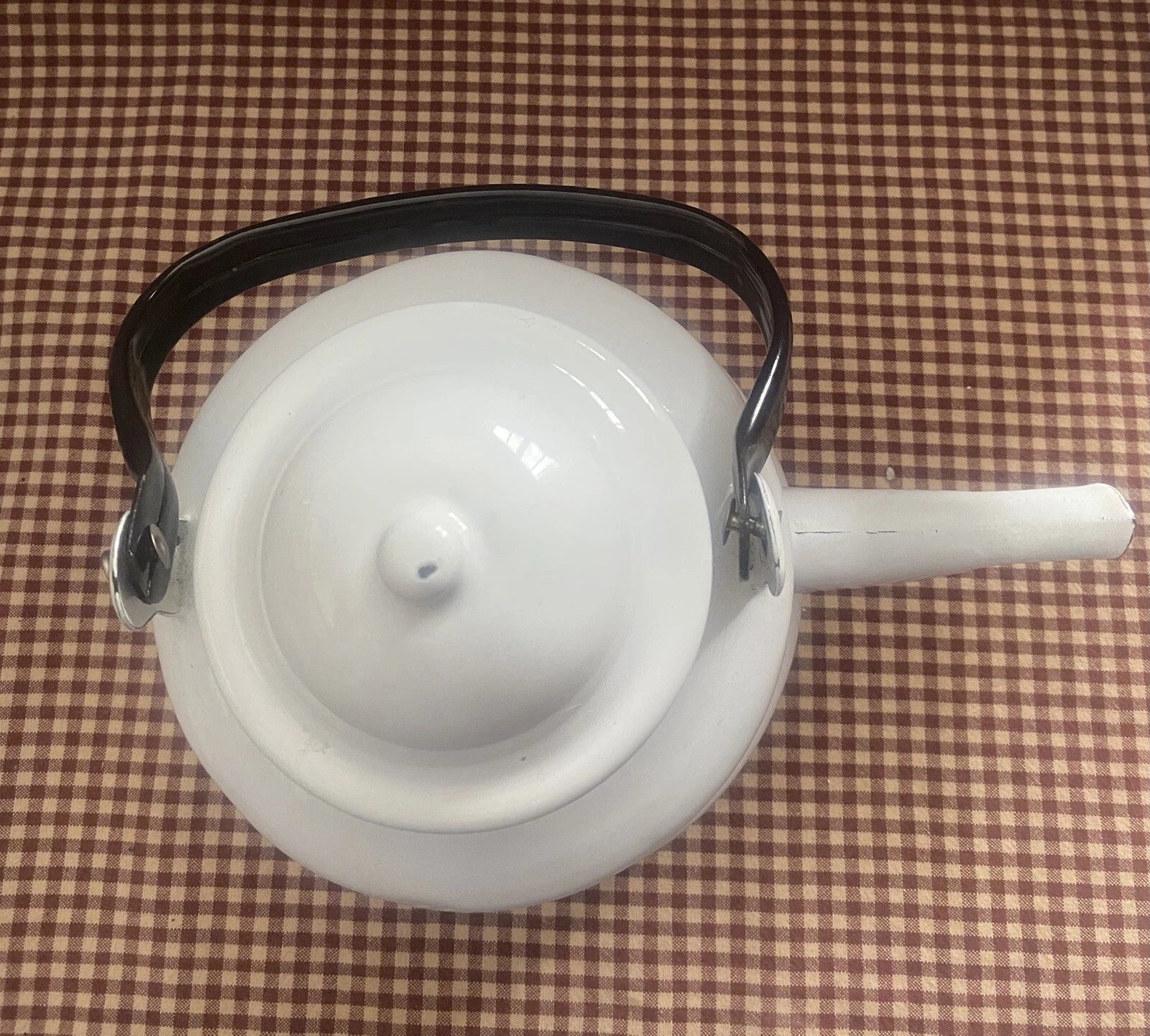 EMAILUL White w/black Enamel Gooseneck Farmhouse Teapot Kettle Made In Romania | eBay