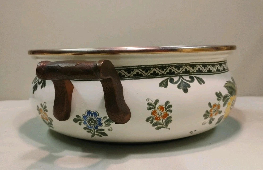 ASTA White Floral Enamelware Old Amsterdam 8.5” Dutch Oven & Teapot PRISTINE!!! | eBay