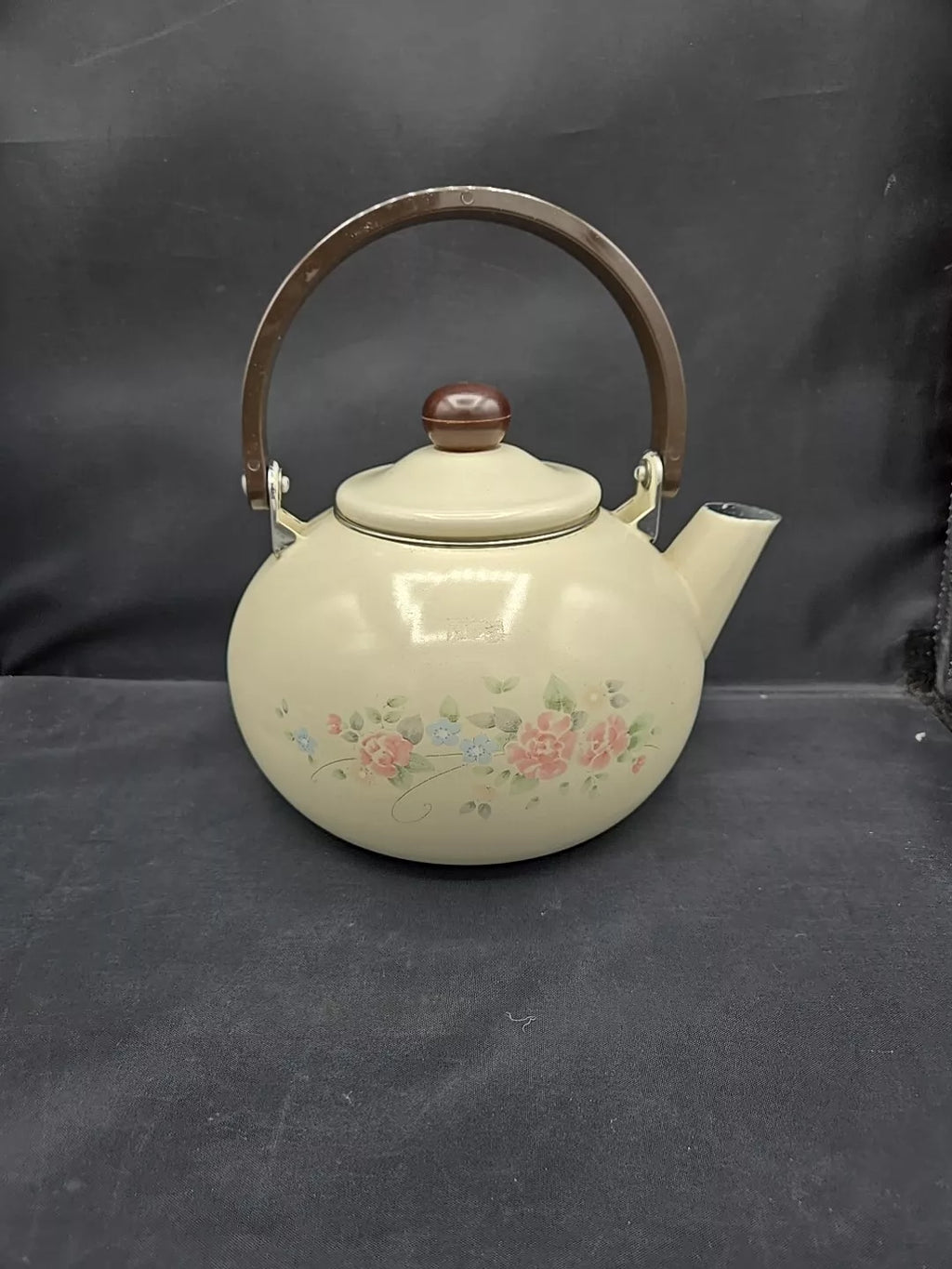 Vintage Pfaltzgraff Tea Rose Metal Enamel Tea Pot/Kettle With Lid | eBay