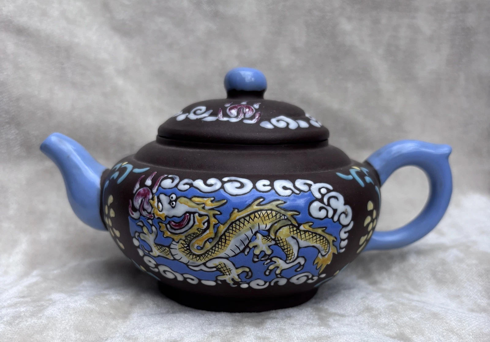 Old Chinese 19th C Enamelled Dragon Yixing Teapot with Seal Mark | eBay