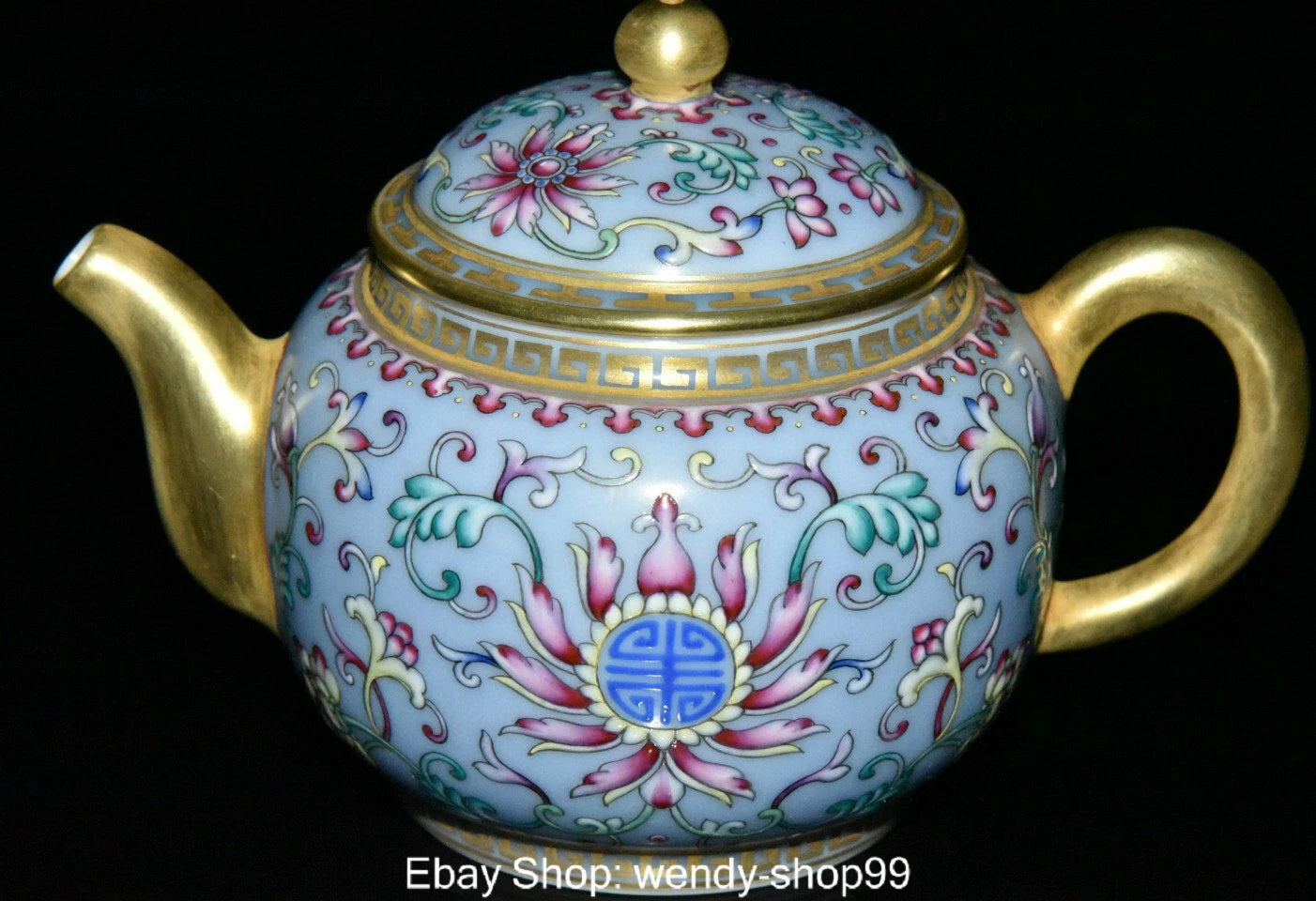 Old China Qing Qianlong Year Colour Enamel Porcelain Gilt Handle Flower Teapot | eBay