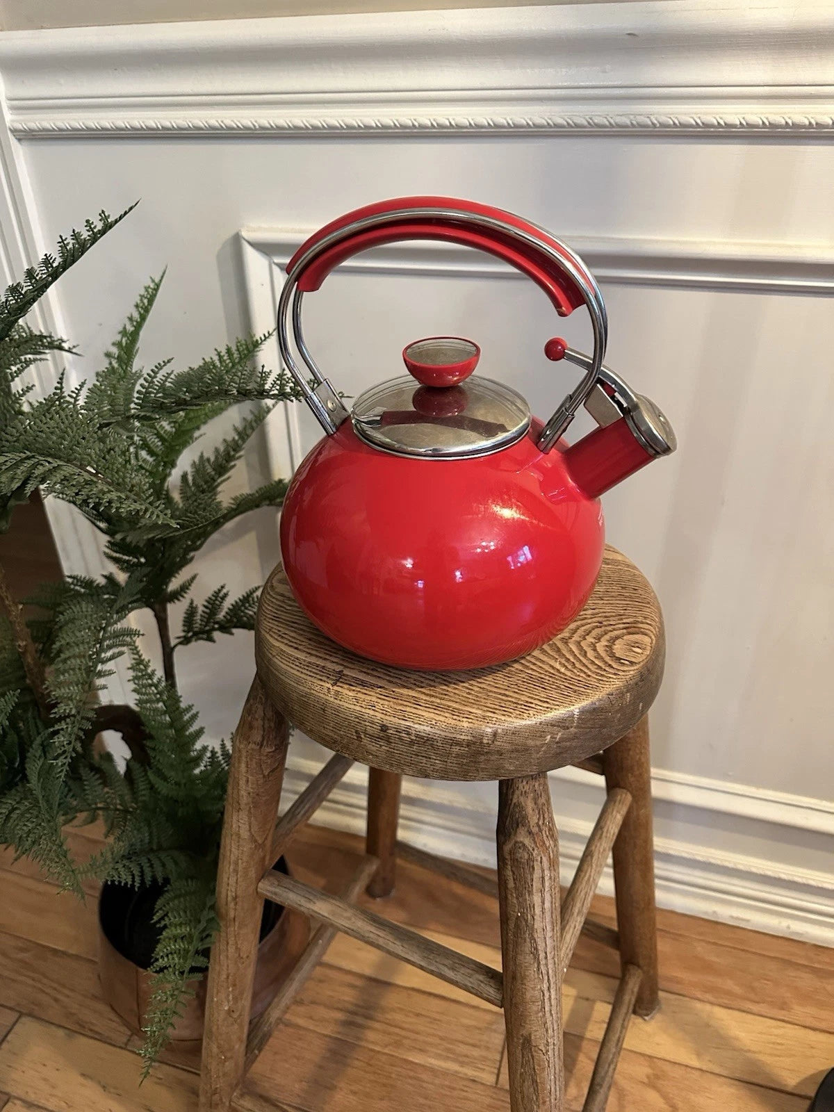 Whistling Tea Kettle Red 2.25 qt Porcelain Enameled Tea Pot. Darling shape! | eBay