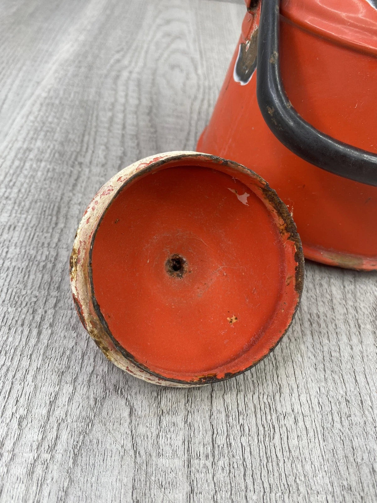 Vintage Dark Orange Enamel Tea pot Mid Century Black Enamel Handle | eBay