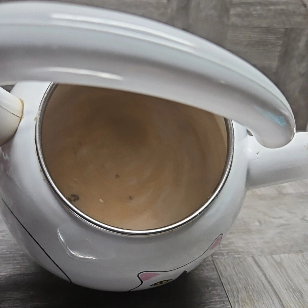 Kamenstein Tea Kettle White Enamel Cat Tea Pot 1980s | eBay