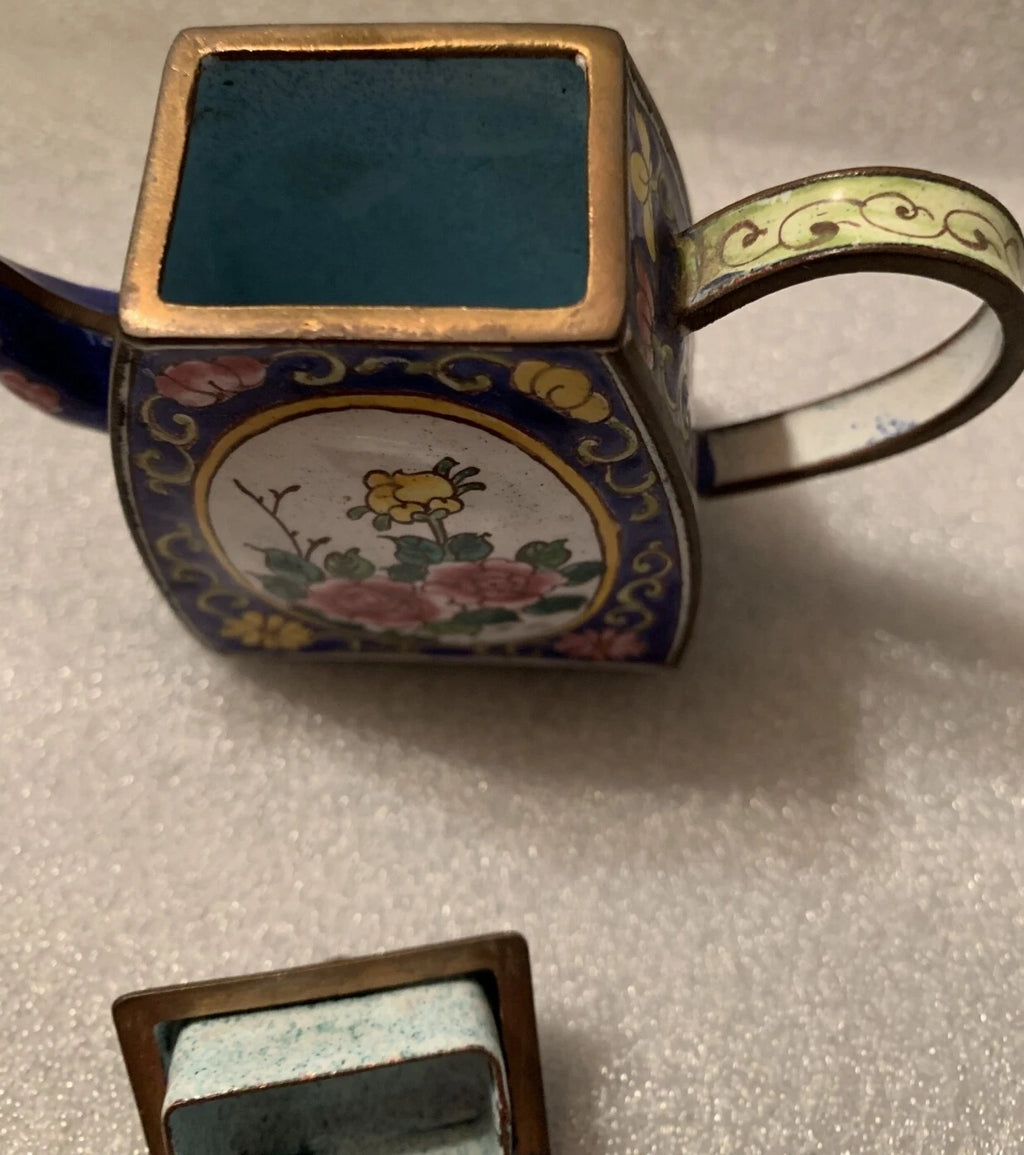 Enamel Mini Tea Pot 1999 pink and yellow flowers | eBay