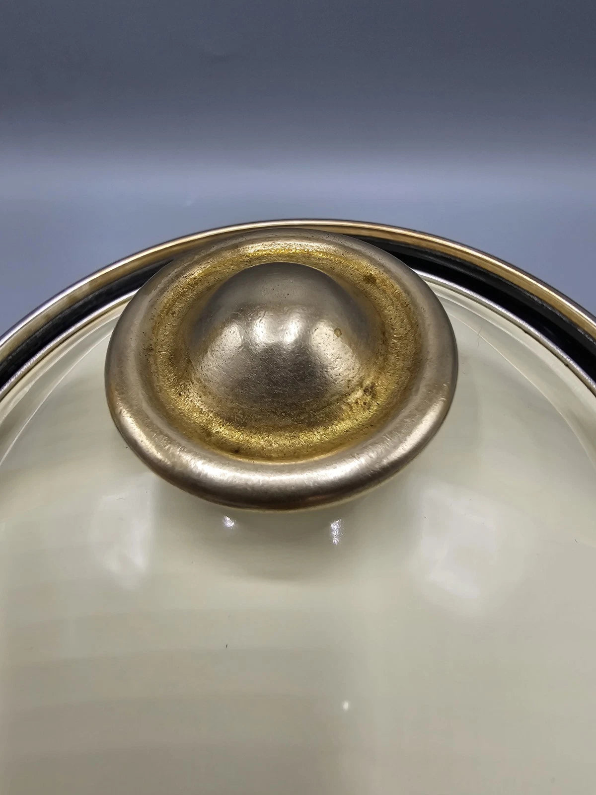 Vintage Cream Enamel Soft Gold Brass Tone Teapot Elegant Farmhouse Country | eBay