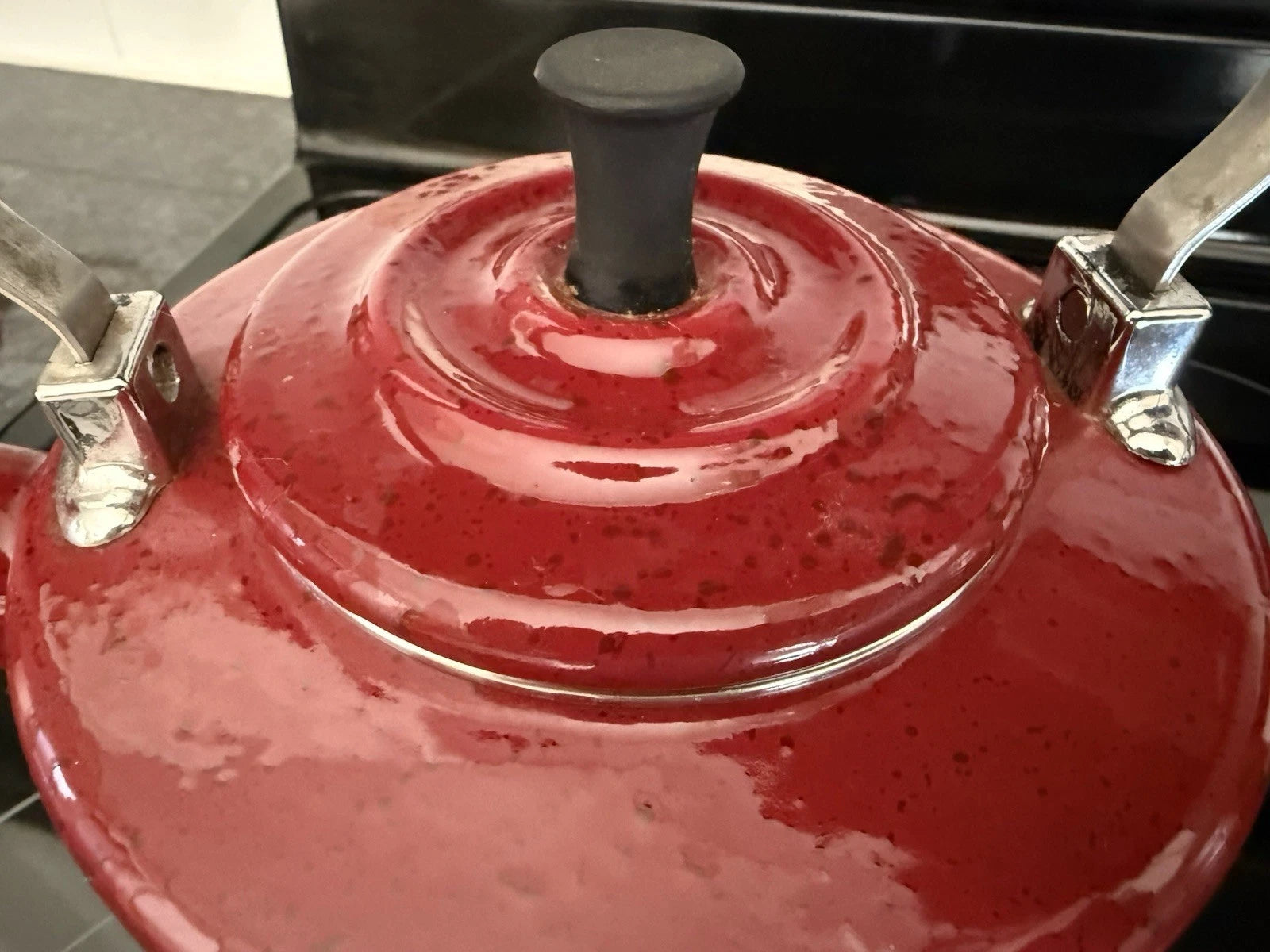 Paula Deen Signature Speckled Dark Burgundy Enamel Tea Kettle Pot Stove Top | eBay