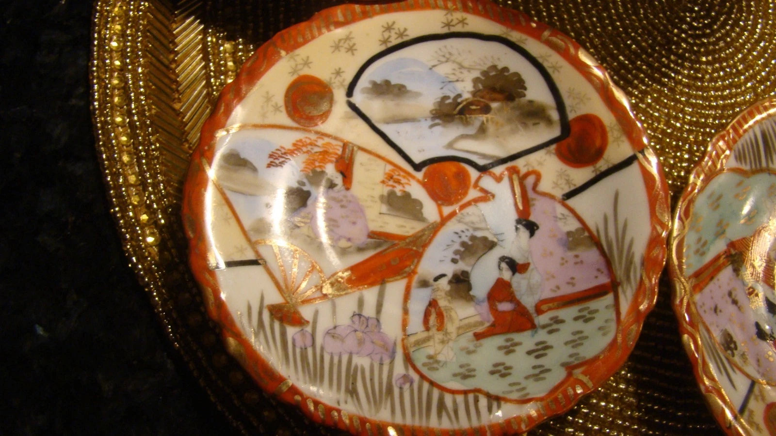 Nippon Japanese Porcelain Chocolate Pot Coffee Teapot Geisha Enamel Red Set of 4 | eBay