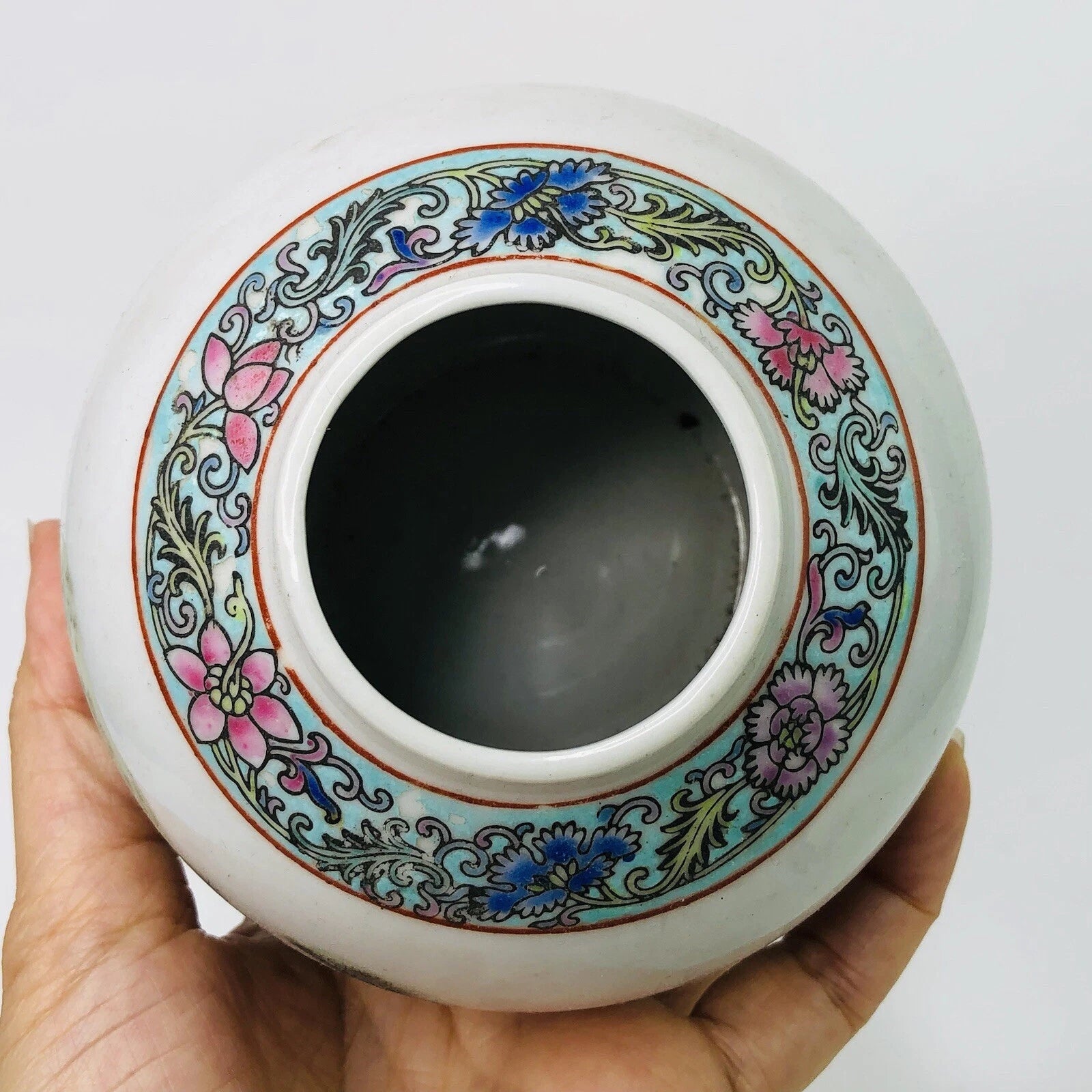 Vintage Chinese Jasmine Tea Jar Porcelain Enameled Hand Painted Scenery Vase Pot | eBay