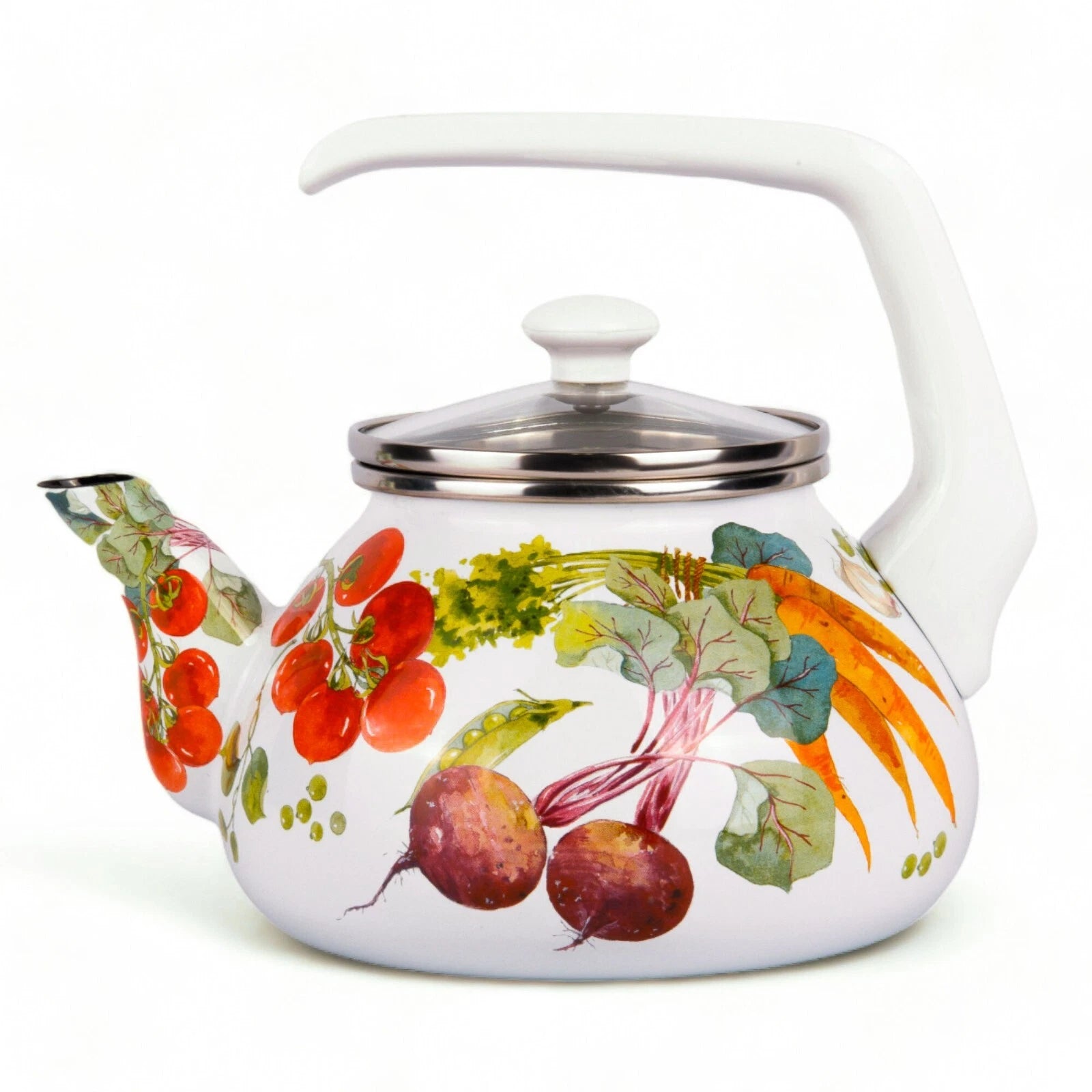 2.3-qt Vegetable Garden ENAMELED KETTLE Enamel Tea Pot Enamelware Kettle | eBay