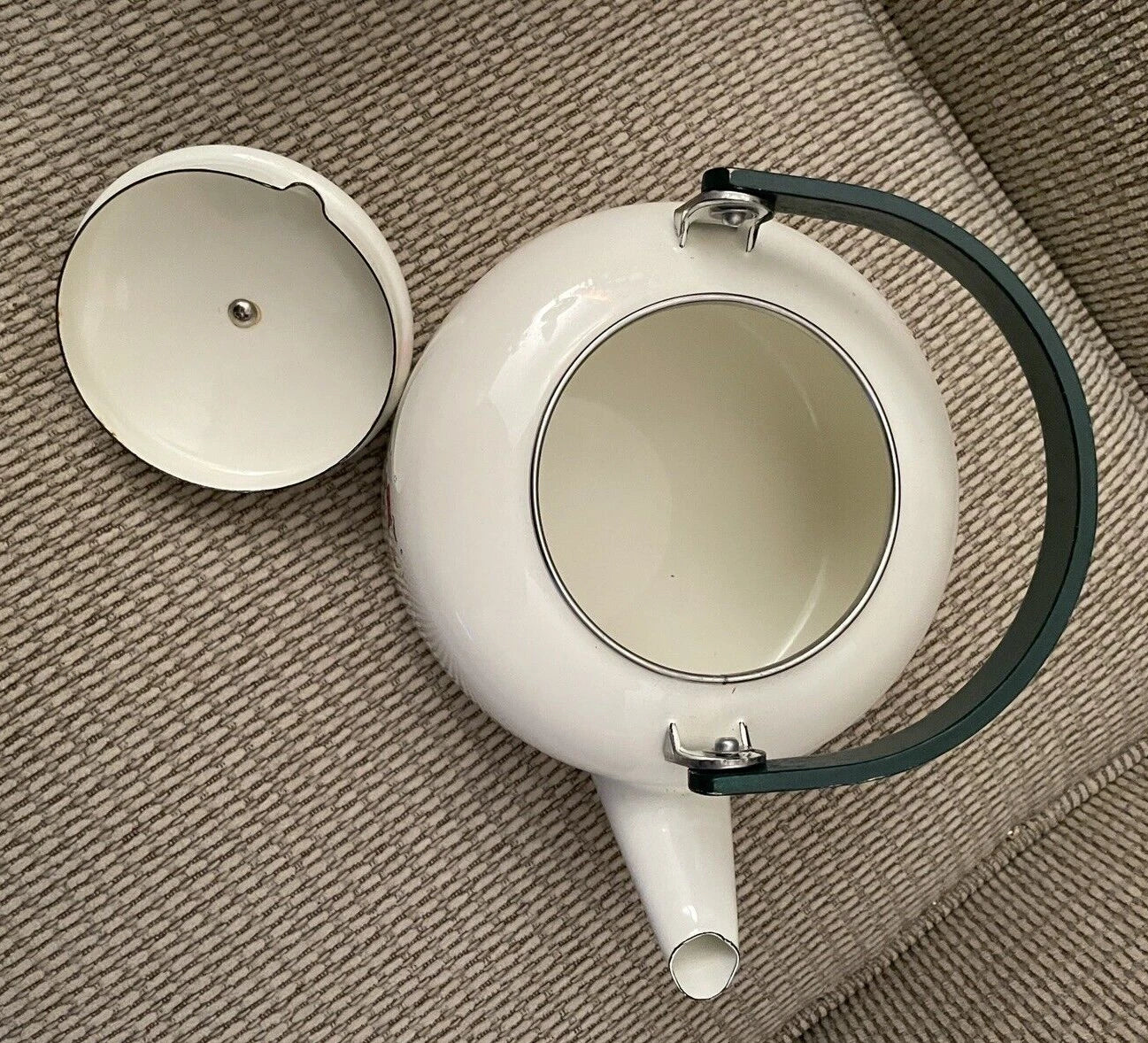Pfaltzgraff Snow Village teapot boxed, porcelain enamel on steel, folding handle | eBay